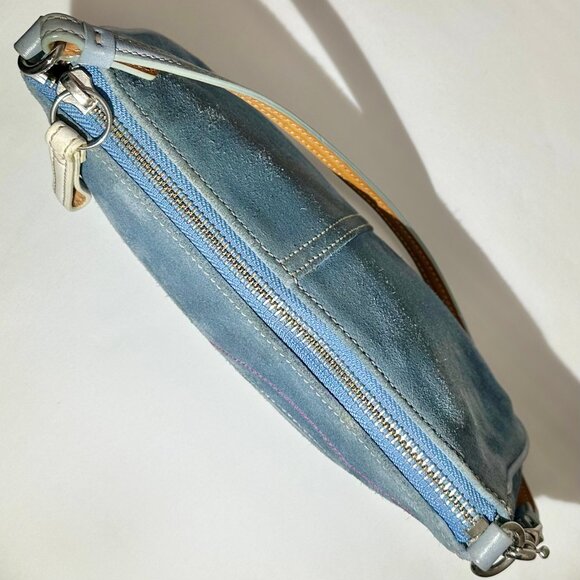 Coach Vintage Baby Blue Suede Leather Heart Stitched Demi Y2K Purse RARE 6732 - Picture 12 of 16